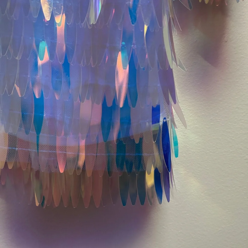 Iridescent Sequin Fringe Party Mini Body Con Dress M - Picture 14 of 16